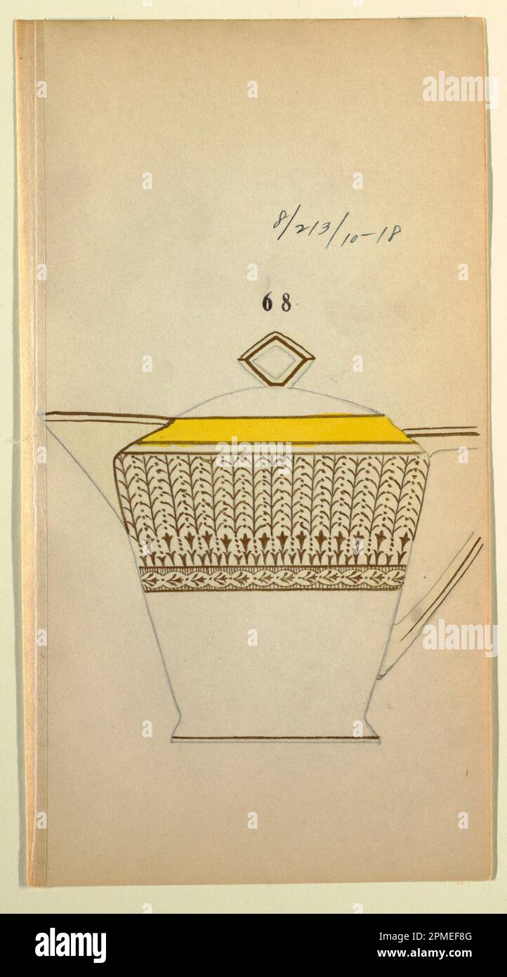 Zeichnen, Design for a Creamer; Made for Noritake; Japan; Pinsel und Aquarell, Goldener Schnurrbart, Graphit auf cremefarbenem Papier; 28,6 x 15,5 cm (11 1/4 x 6 1/8 Zoll) Matte: 35,7 x 45,8 cm (14 1/16 x 18 1/16 Zoll); 1985-14-56 Stockfoto