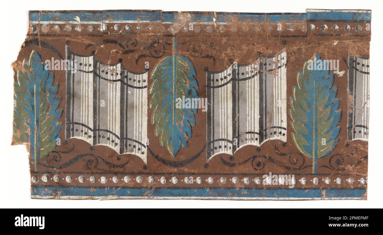 Rand (Frankreich); Blockdruck auf handgefertigtem Papier; 34,5 x 18 cm (13 9/16 x 7 1/16 Zoll) Stockfoto