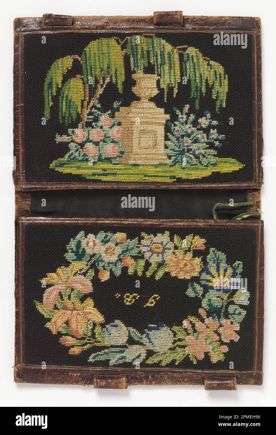 Brieftasche (Frankreich); Leder, Seide Stockfoto