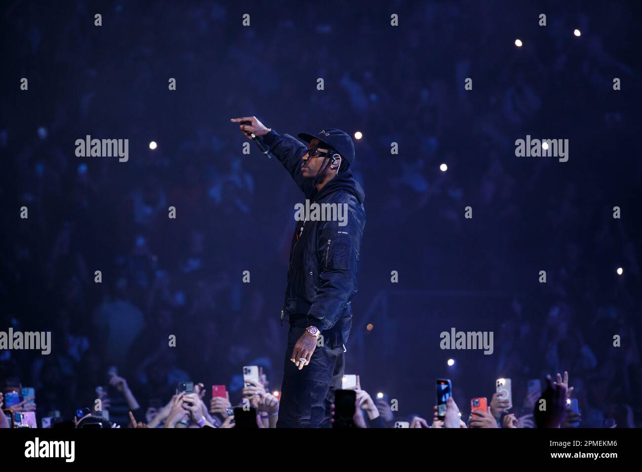 Rapper Travis Scott tritt als Gast auf der NAV's Never Sleep Tour in Toronto auf der Bühne auf Stockfoto