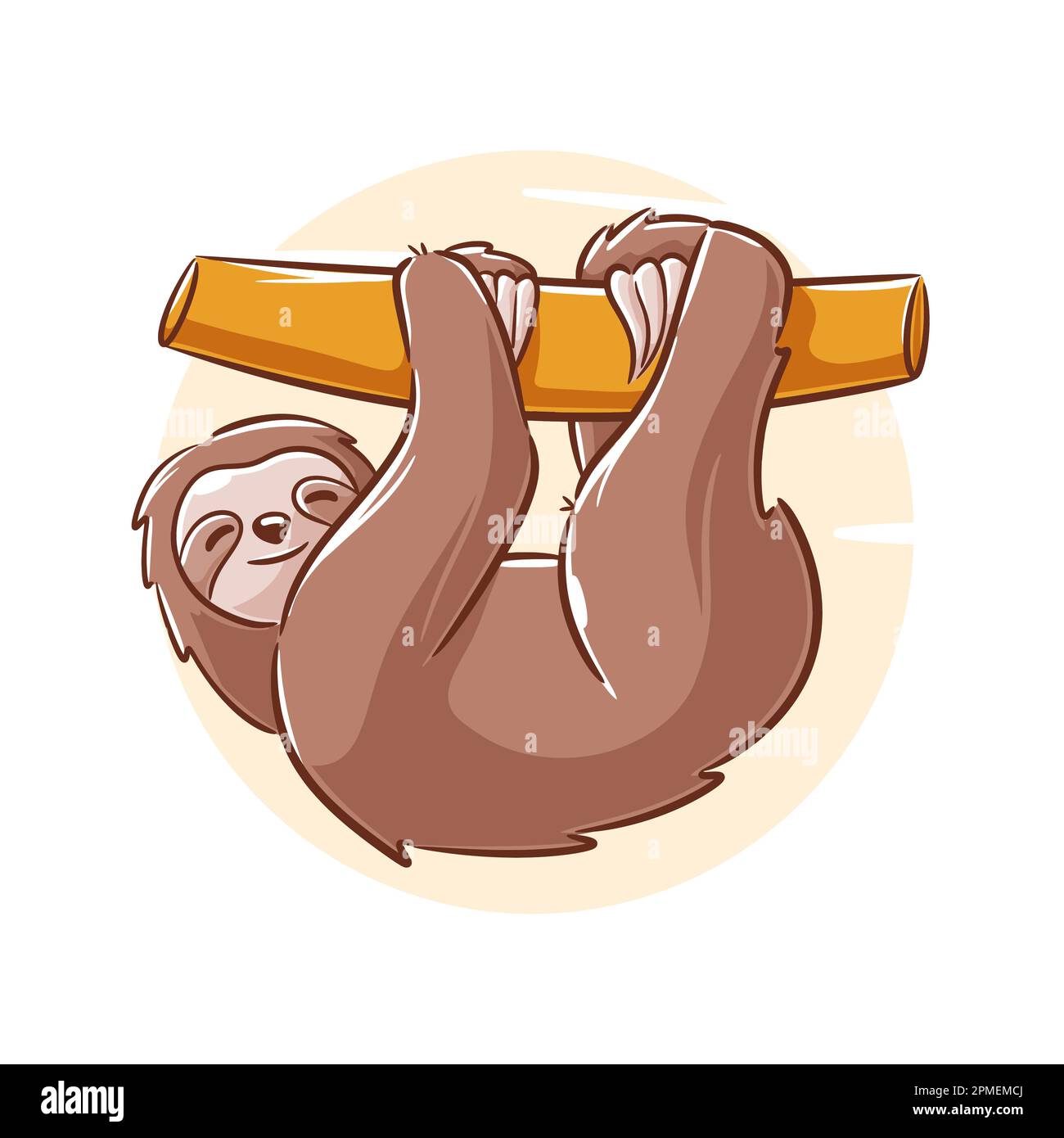 Vektor, handgezeichnete Faultier-Cartoon-Figur Stock Vektor