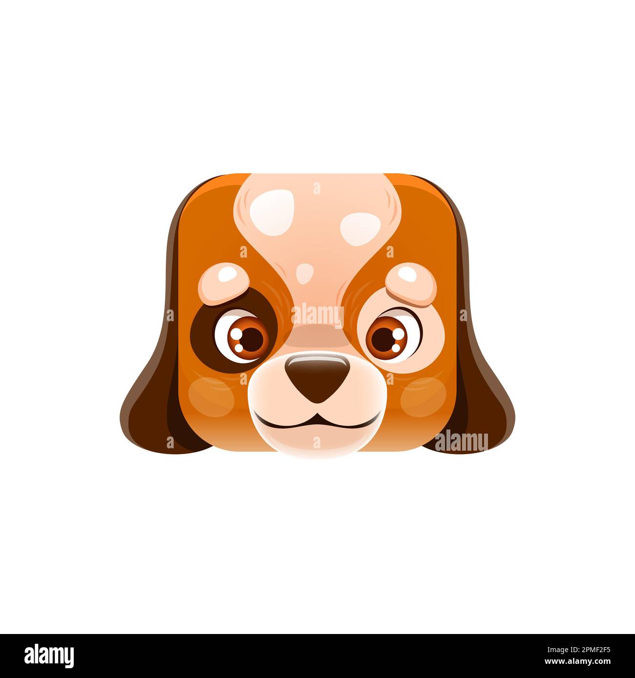Cartoon-Hund Kawaii, viereckiges Tiergesicht, süßes Hundeporträt. Isolierter Vektorhund, Haustier-Charakter. App-Schaltfläche, Symbol, grafisches Designelement Stock Vektor