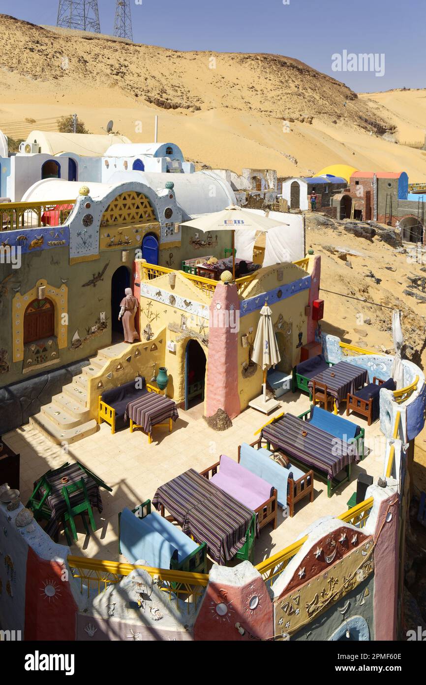 Ägypten, Oberägypten, Niltal, Nubien, Assuan, Gharb Sehel, nubisches Dorf, nubisches Anakato-Haus Stockfoto