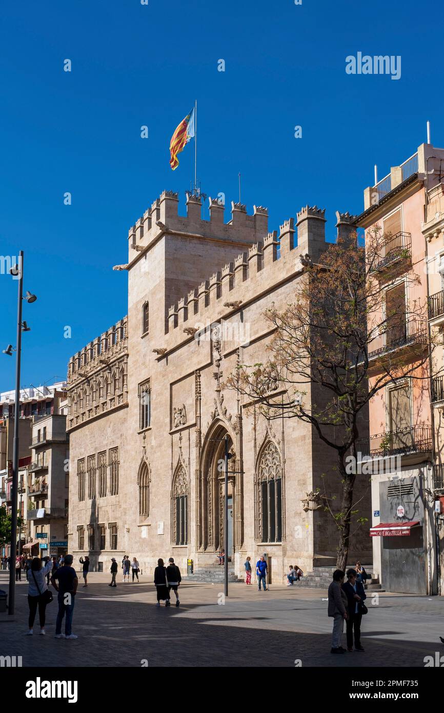 Spanien, Valence, Lonja de la Seda (Seidenhalle), ehemalige Börse aus dem 15. Jahrhundert (Gotik), die von der UNESCO zum Weltkulturerbe erklärt wurde Stockfoto