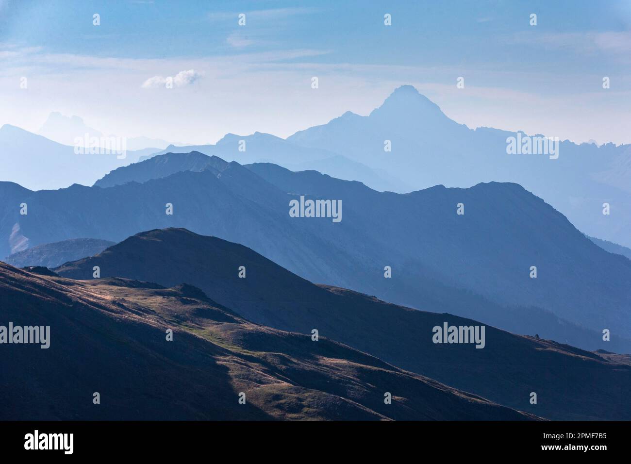 Frankreich, Hautes-Alpes, Col du Granon (2404 m), auf dem Gipfel von Rochebrune (3321 m) Stockfoto