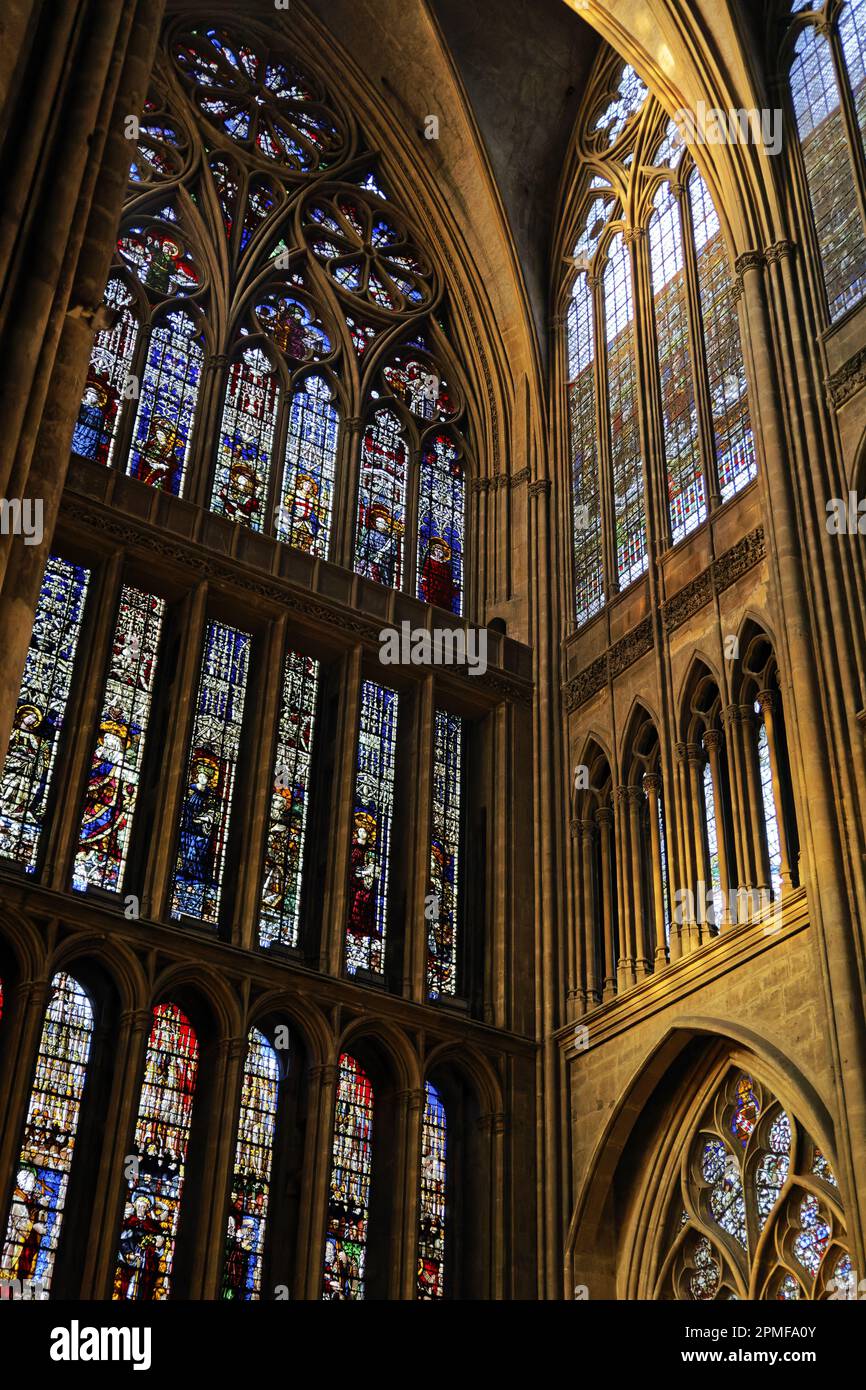 Frankreich, Mosel, Metz, Kathedrale Saint Etienne de Metz, Buntglasfenster Stockfoto