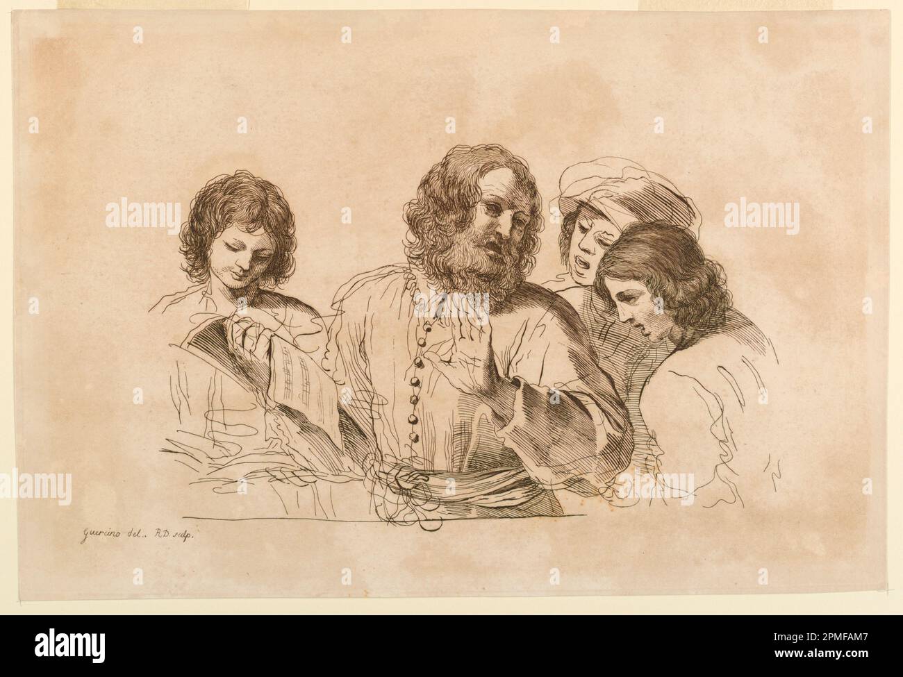 Print, A Vocal Concert; After Giovanni Francesco Barbieri (Guercino) (Italienisch, 1591 – 1666); England; Gravur auf weißem Papier; 26,5 x 40 cm (10 7/16 x 15 3/4 Zoll); Bequest of George Campbell Cooper; 1896 – 3-365 Stockfoto