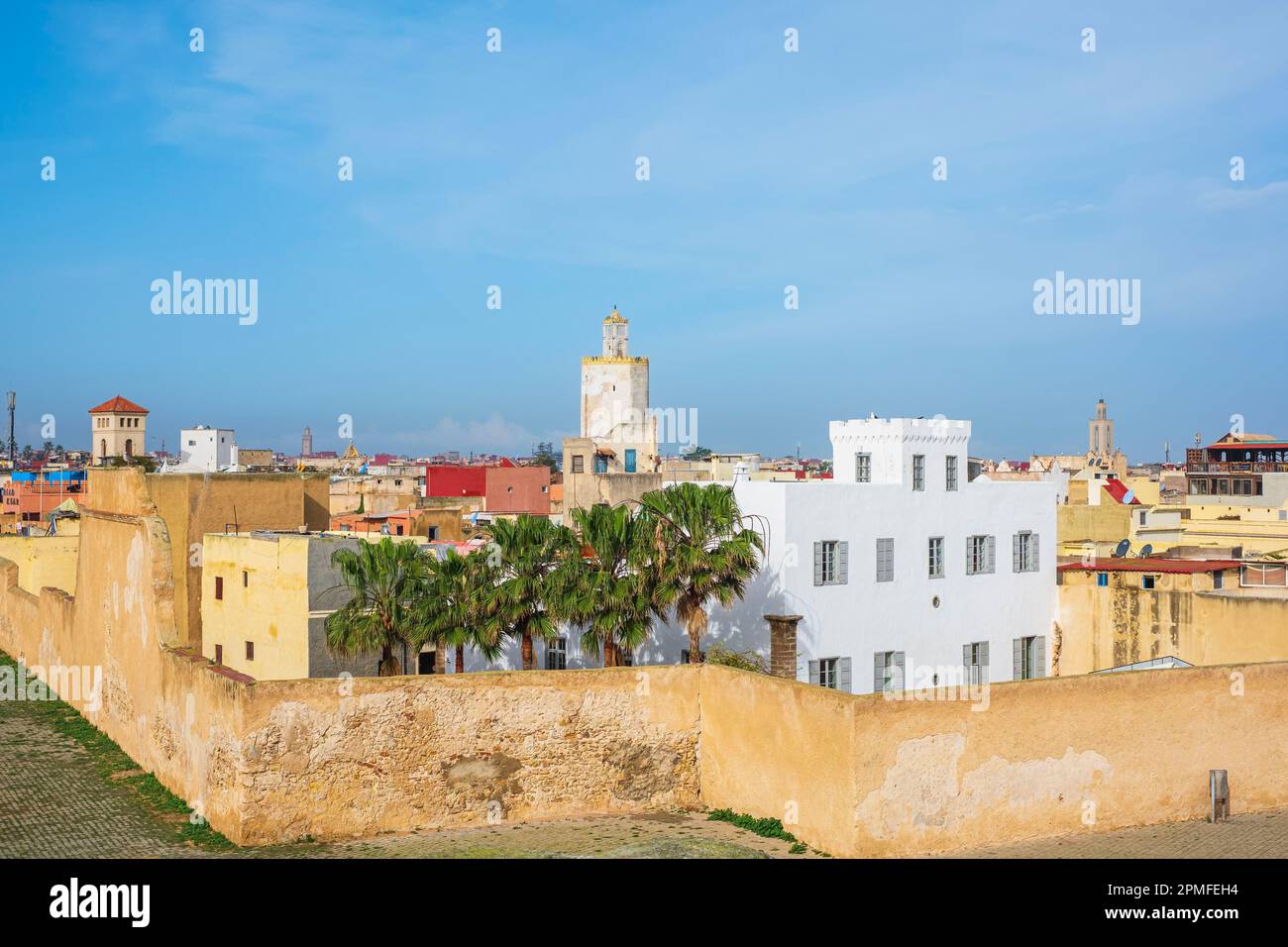 Marokko, El Jadida, die portugiesische Festungsstadt Mazagan, die zum UNESCO-Weltkulturerbe gehört und von den Portugiesen zu Beginn des 16. Jahrhunderts erbaut wurde, die Festungsmauern der Zitadelle Stockfoto