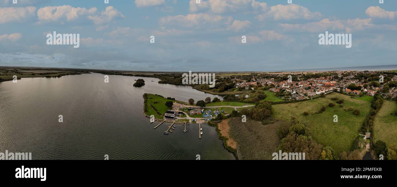 Hornsea Mere, Hormsea, East Riding, Yorkshire Luftaufnahme hornsea Mere Panorama hornsea Mere, Stockfoto