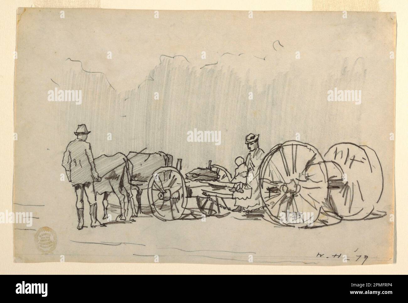 Zeichnung, Joch von Ochsen; Winslow Homer (amerikanisch, 1836–1910); USA; Graphit auf Papier; Blatt: 17 x 25,3 cm (6 11/16 x 9 15/16 Zoll) Stockfoto