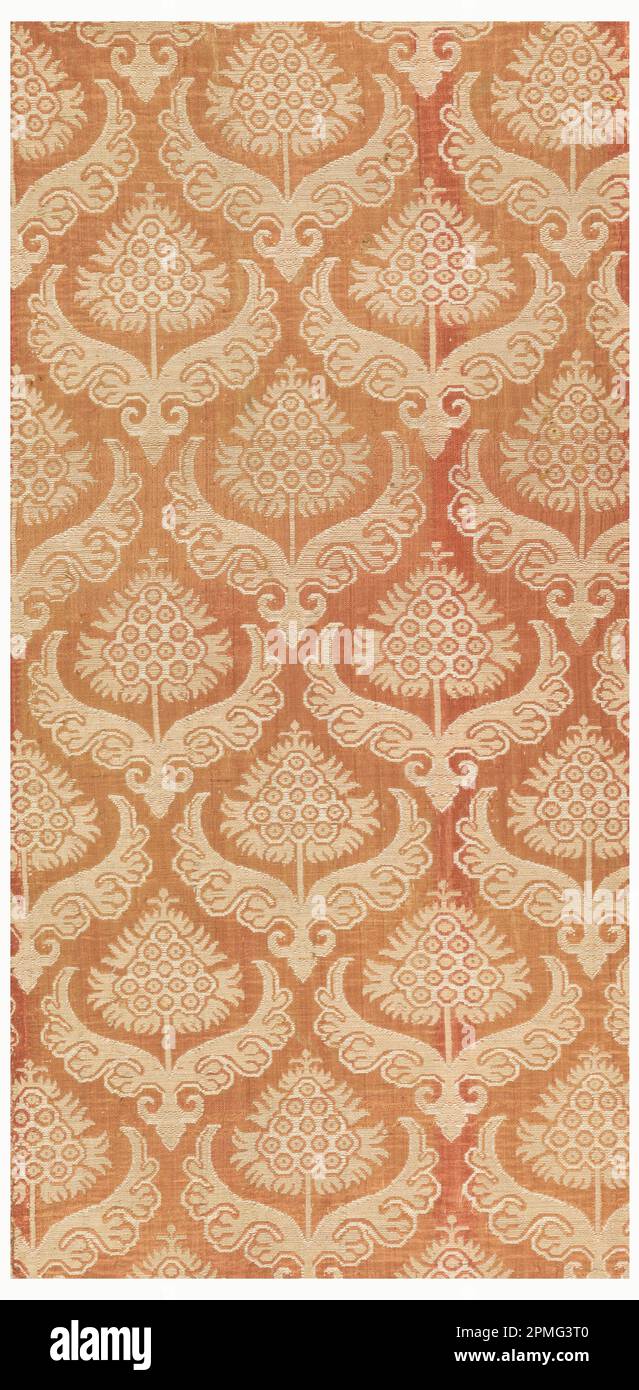 Fragment; Seide, Leinen, Baumwolle; Kette x Schuss: 66 x 32,5 cm (26 x 12 13/16 Zoll) Stockfoto