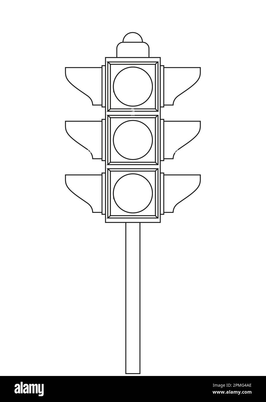Schwarz-weiße Ampel-Clipart. Farbseite der Ampel Stock Vektor