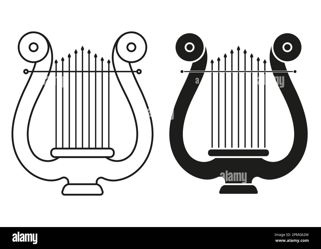 Schwarz-Weiß Harp Flat Design Icon Vector Stock Vektor