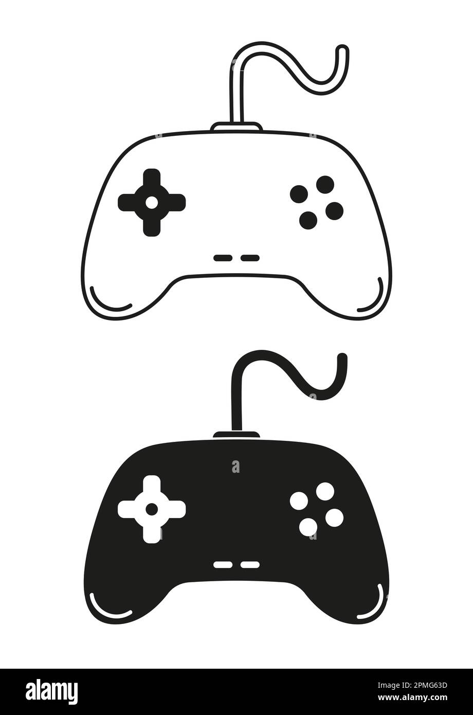 Schwarz-Weiß-Game-Controller-Symbol Flacher Design-Vektor Stock Vektor