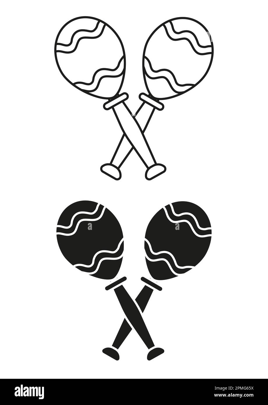 Schwarz-Weiß-Maracas Icon Flat Design Vector Stock Vektor