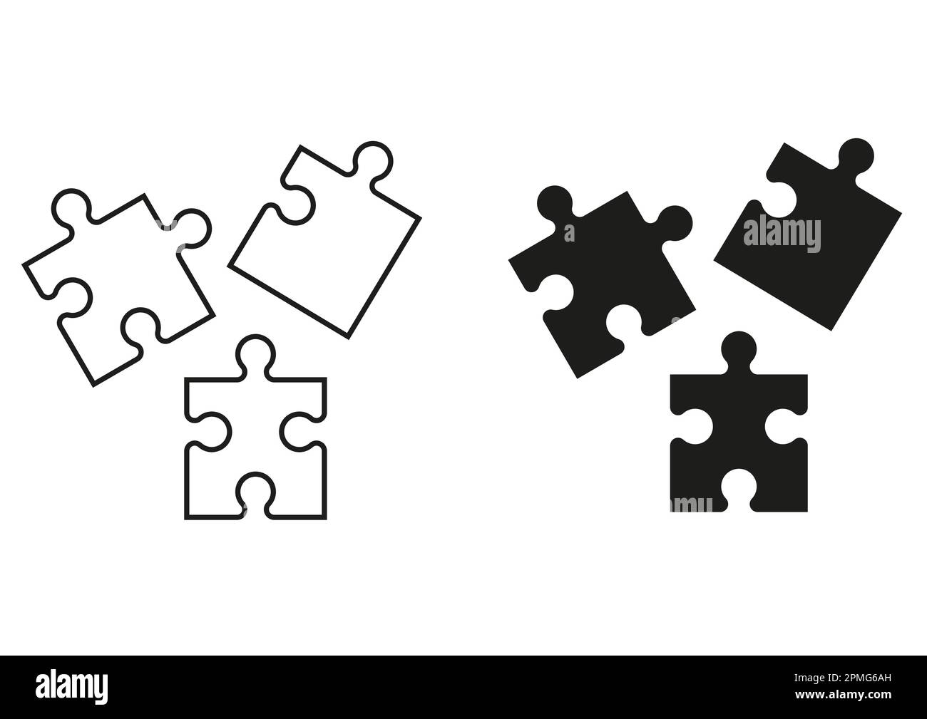 Schwarz-Weiß Puzzle Pieces Icon Flat Design Vector Stock Vektor