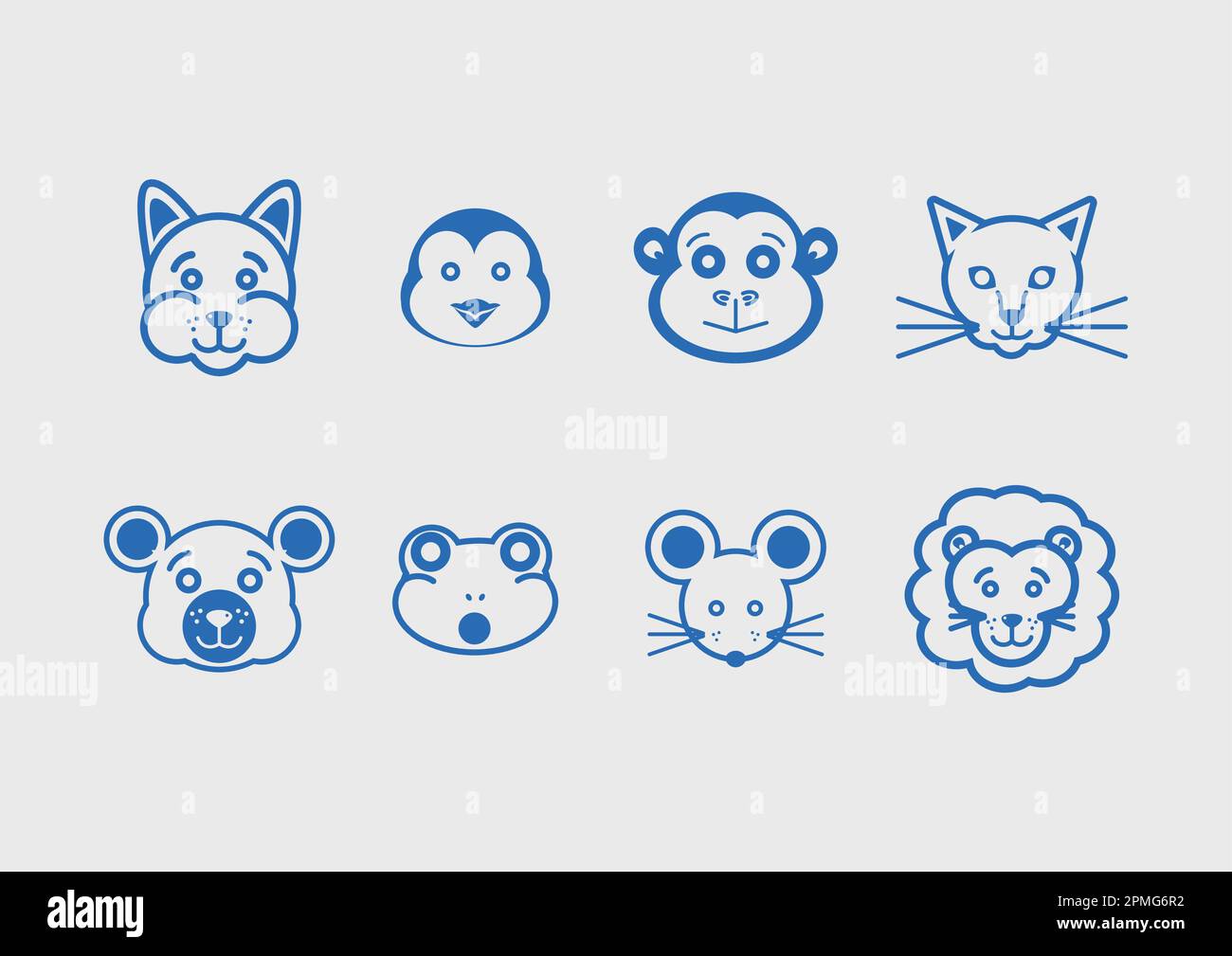 Vektor für die Sammlung von Gesichtshunden-Symbolen Stock Vektor