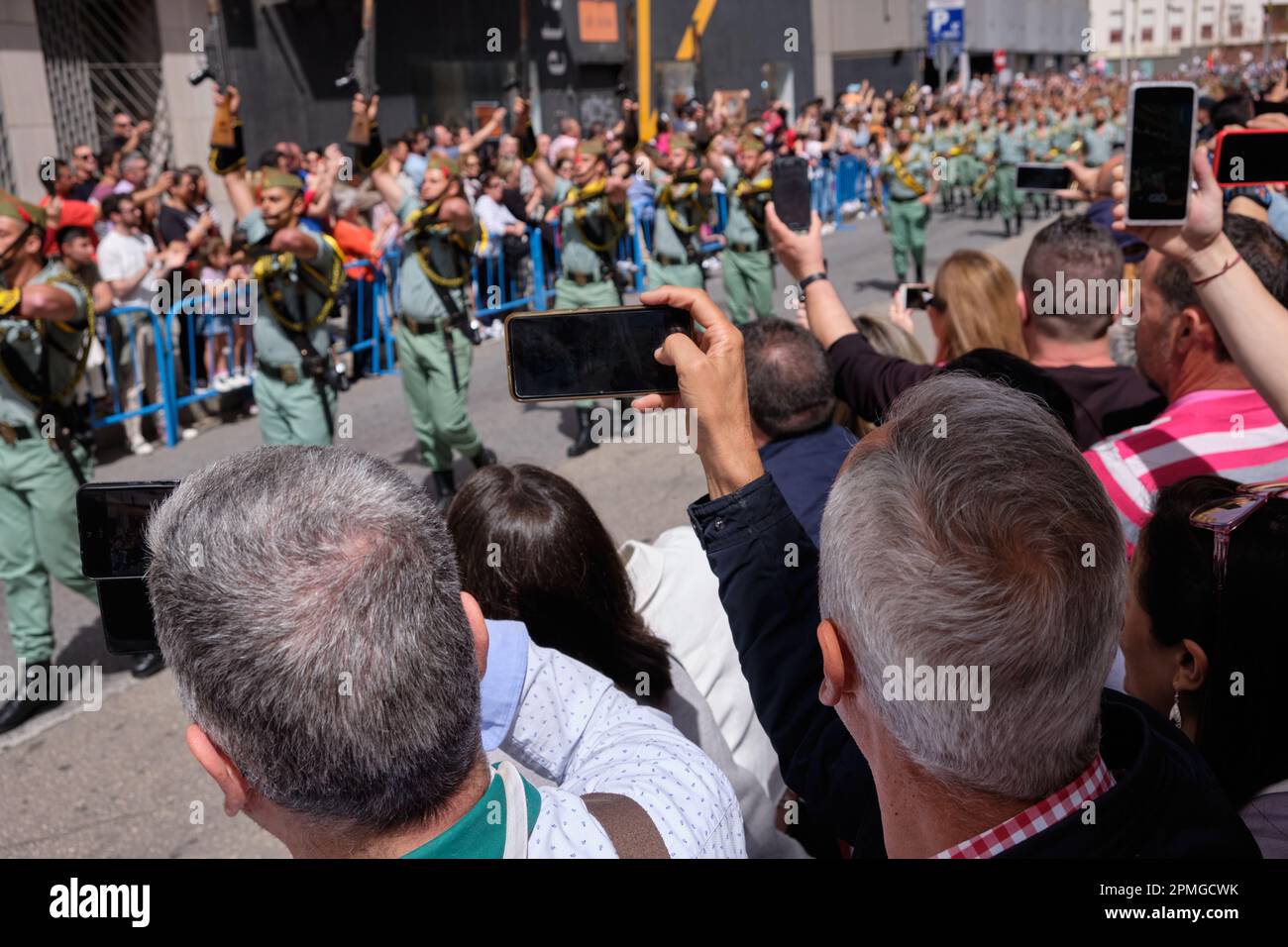 Málaga, Spanien. 6. April 2023. Prozession der Legionäre von Christus von Mena oder Christus von Good Dead. Stockfoto