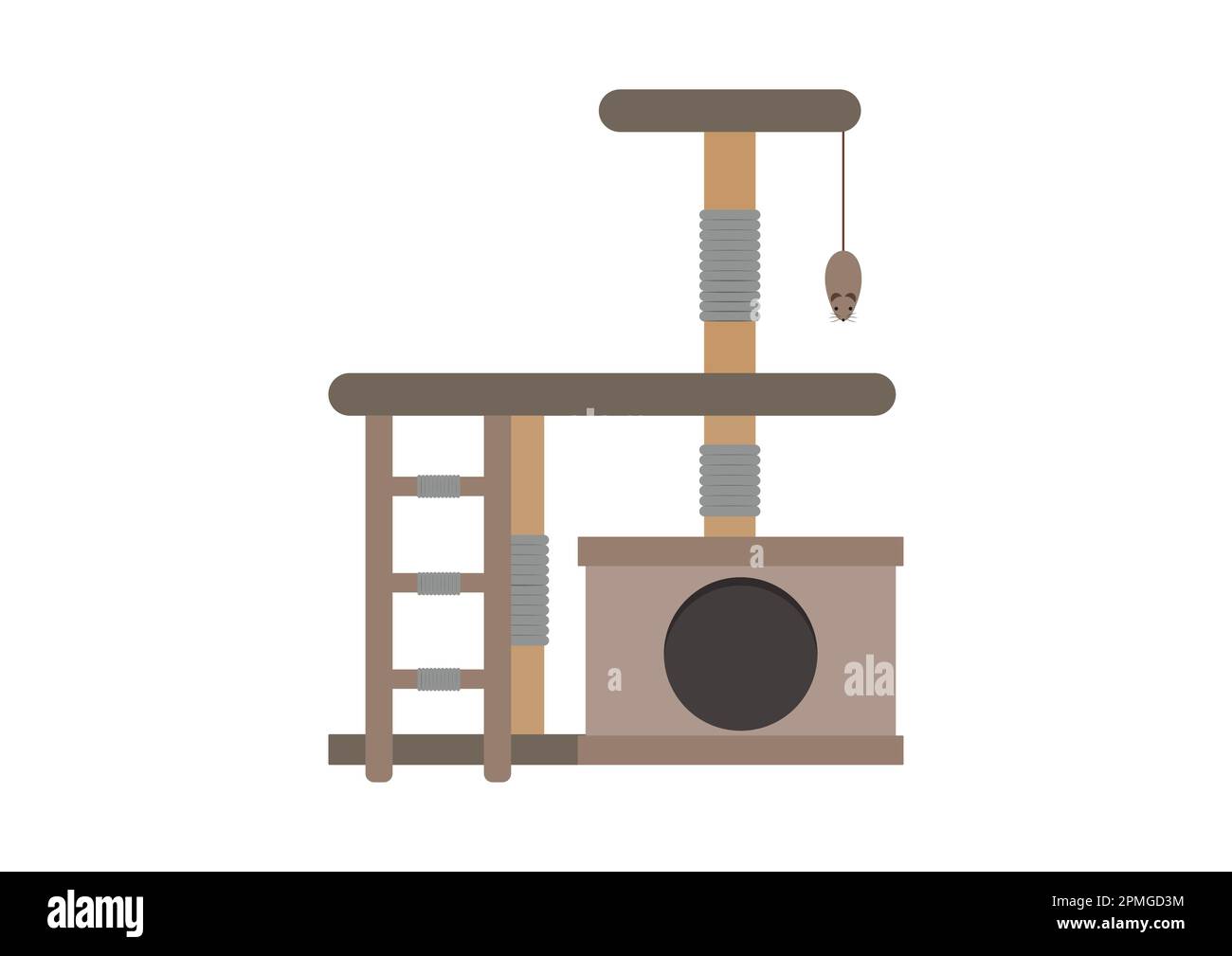 Katzenbaumturm in flacher Darstellung des isolierten Vektors Stock Vektor