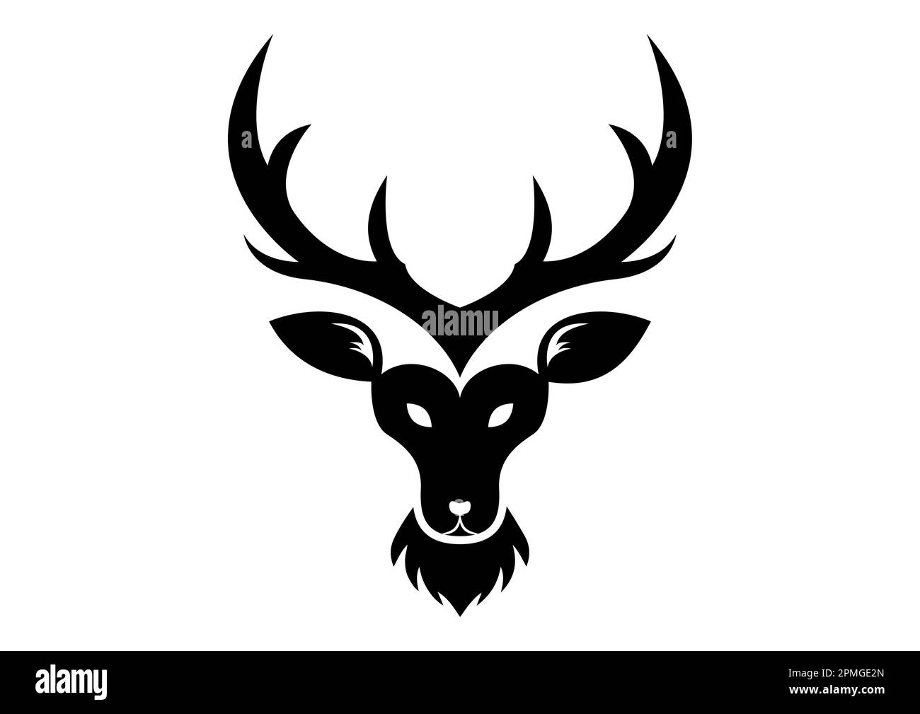 Hirschkopf-Symbol Schwarzweiß-Vektordarstellung Stock Vektor