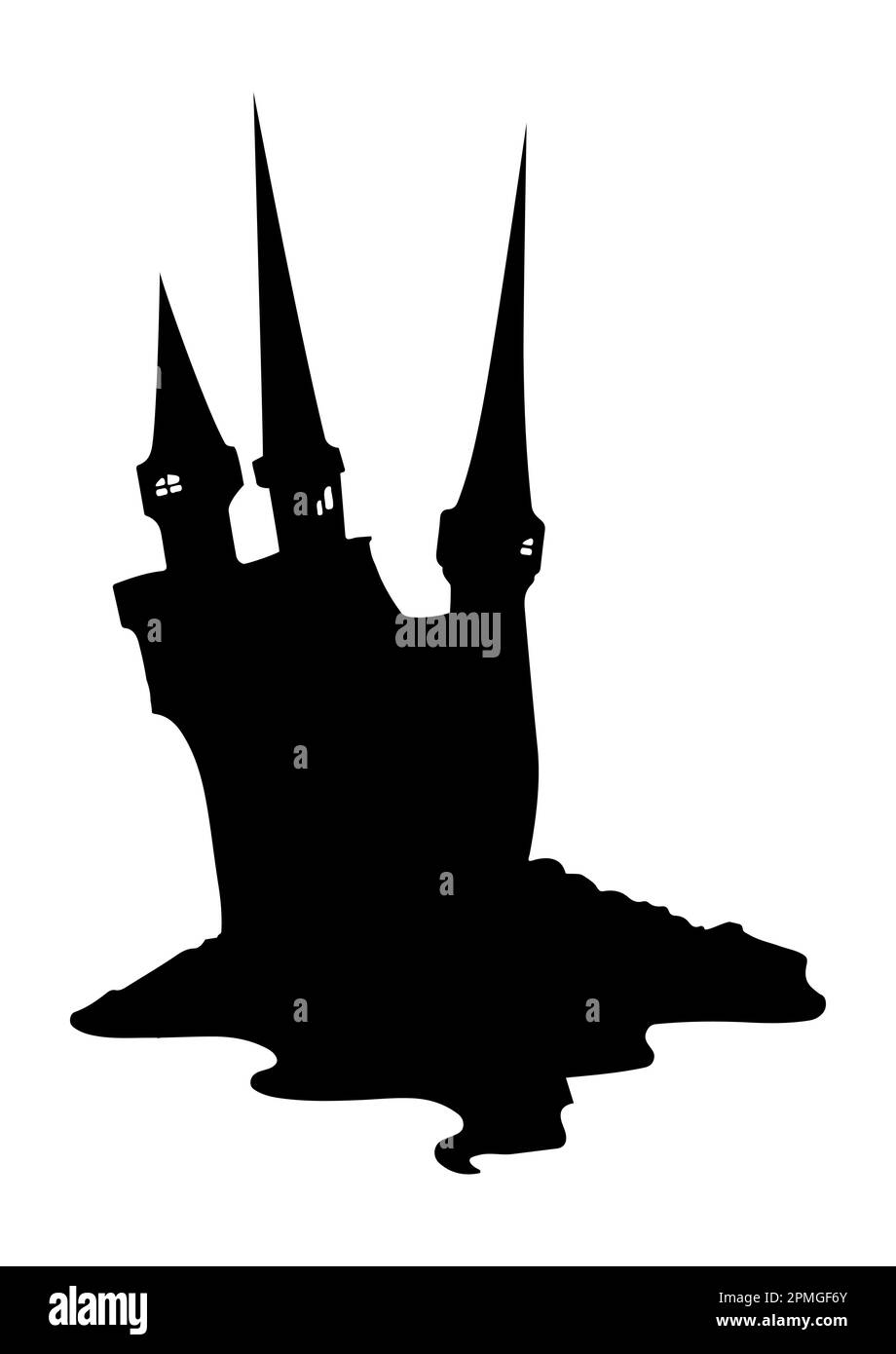 Dunkle, gruselige Burg im flachen Stil, isoliert auf weißem Hintergrund, Vektordarstellung Stock Vektor