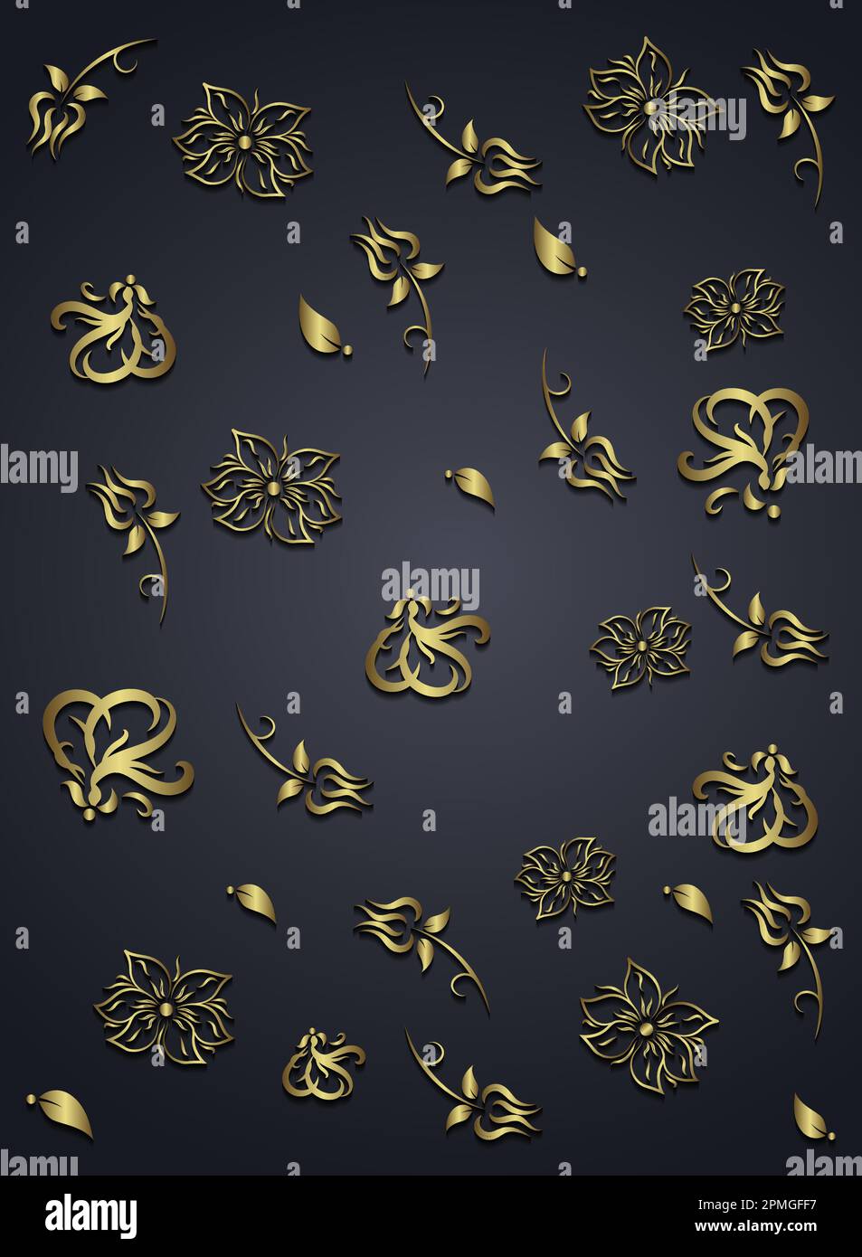 Design-Vektor Mit Goldenem Blumenmuster Stock Vektor