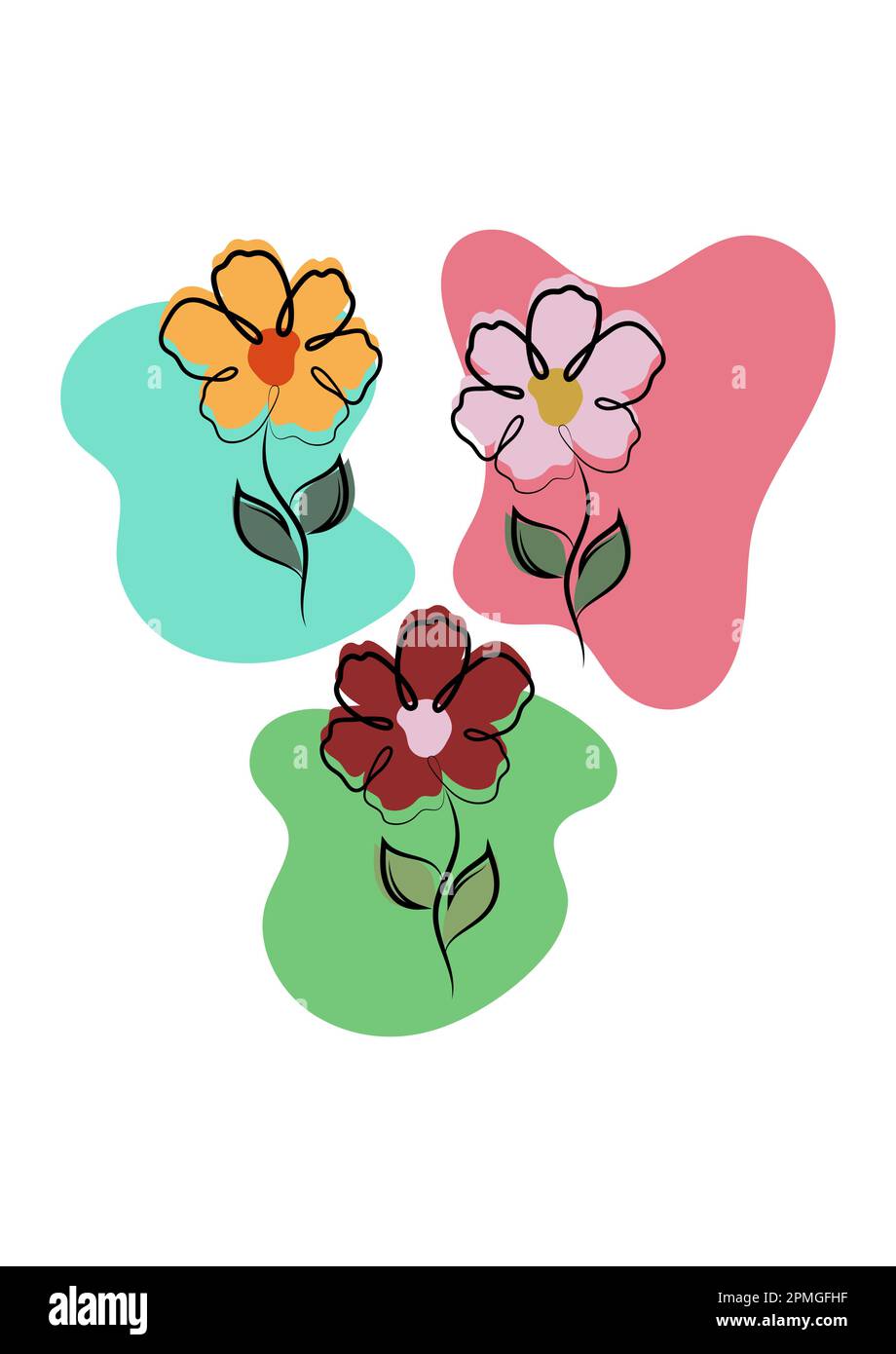 Die Blumenlinie zeichnet minimalistischen Stil. Minimalistischer abstrakter Stil für Handzeichnungen Stock Vektor