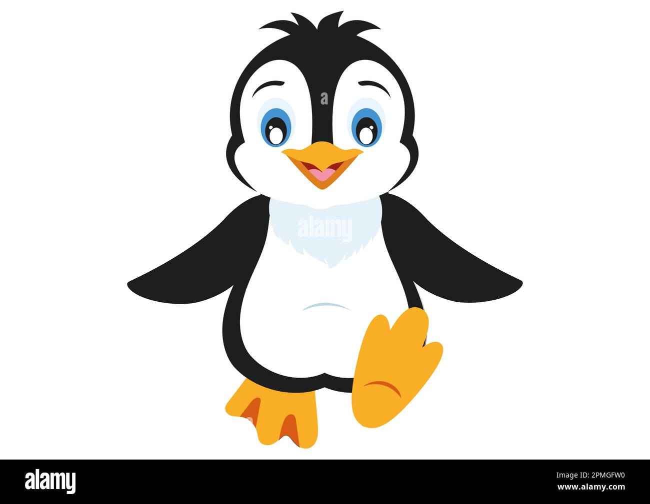 Der süße Penguin läuft. Cartoon-Pinguin Stock Vektor