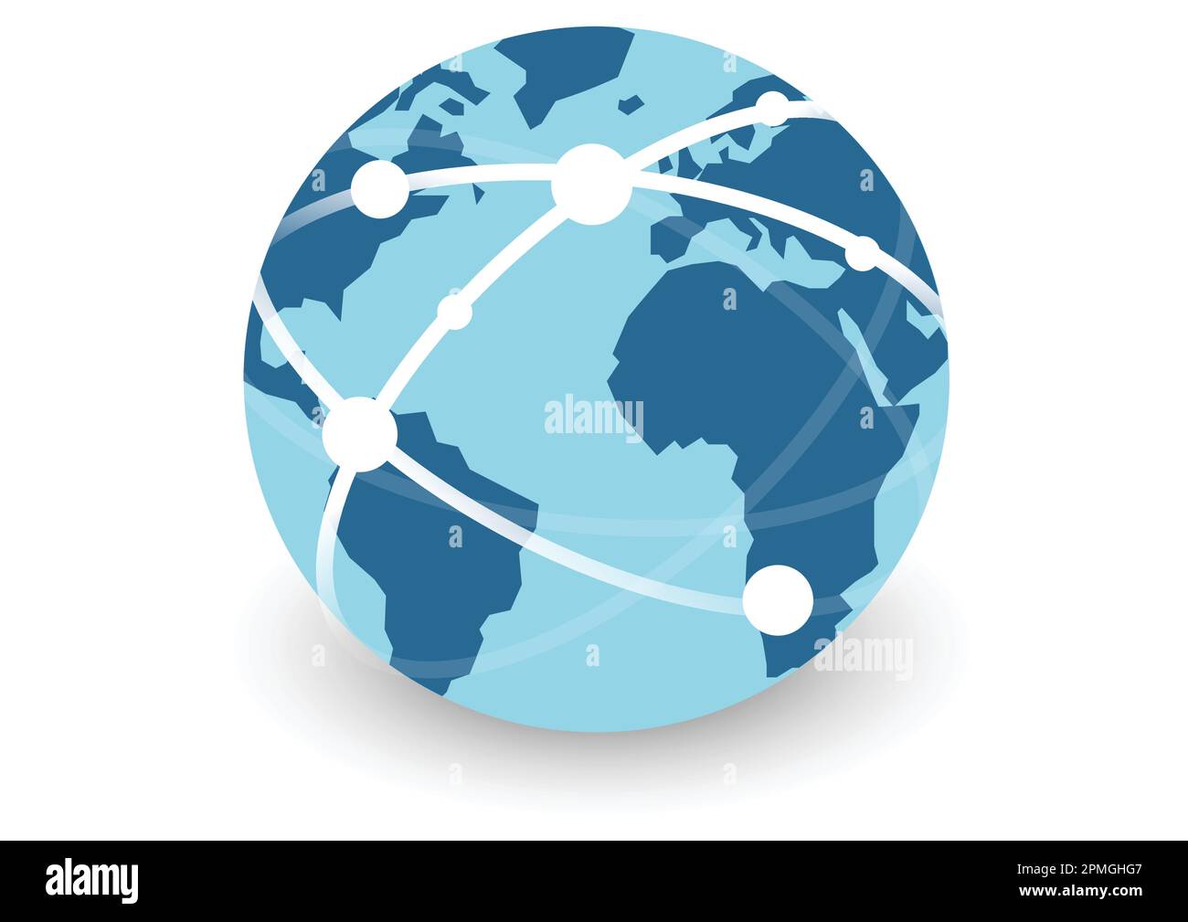 Isometrischer Globus mit Linien um die Symbolik der globalen Netzwerkverbindung Stock Vektor