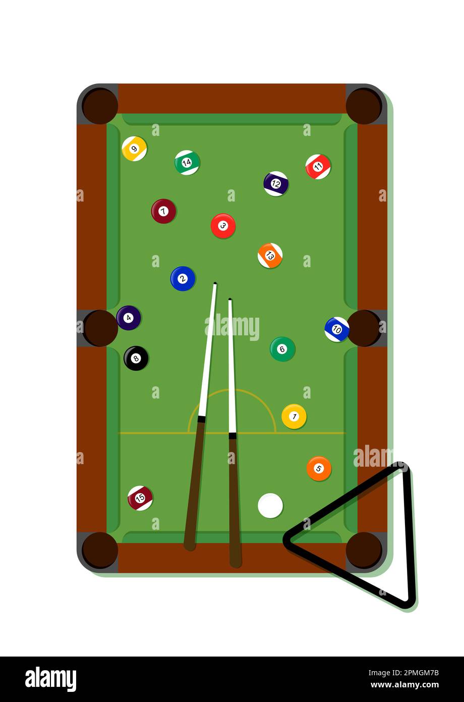 Billardtisch-Clipart-Darstellung In Flacher Ausführung, Isoliert Auf Weißem Hintergrund Stock Vektor