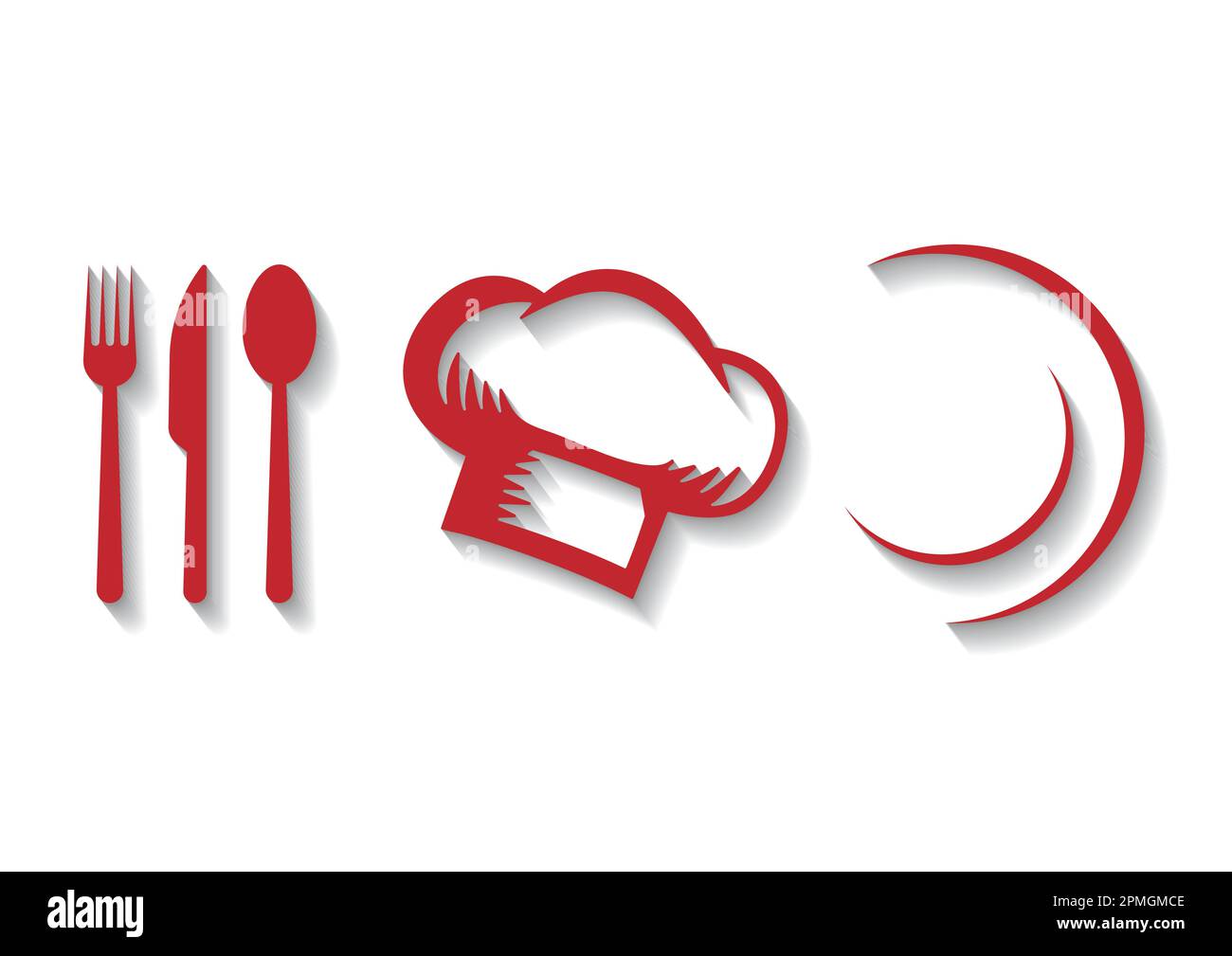 Red Kitchen Chef Icons Stock Vektor