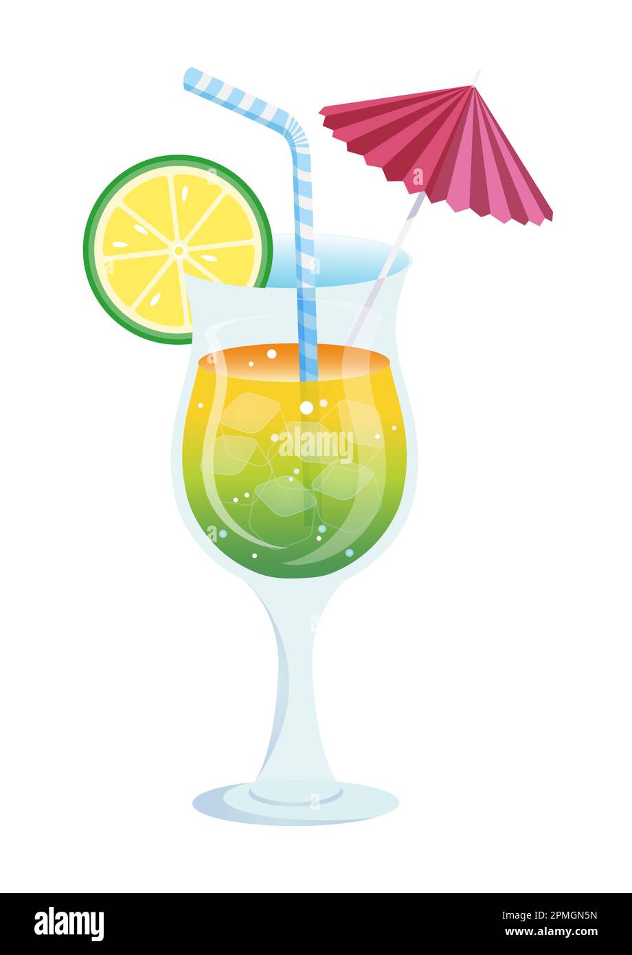 Sommercocktail Vektor-Illustration Isoliert Auf Weißem Hintergrund. Frischer Cocktail Spritz Stock Vektor