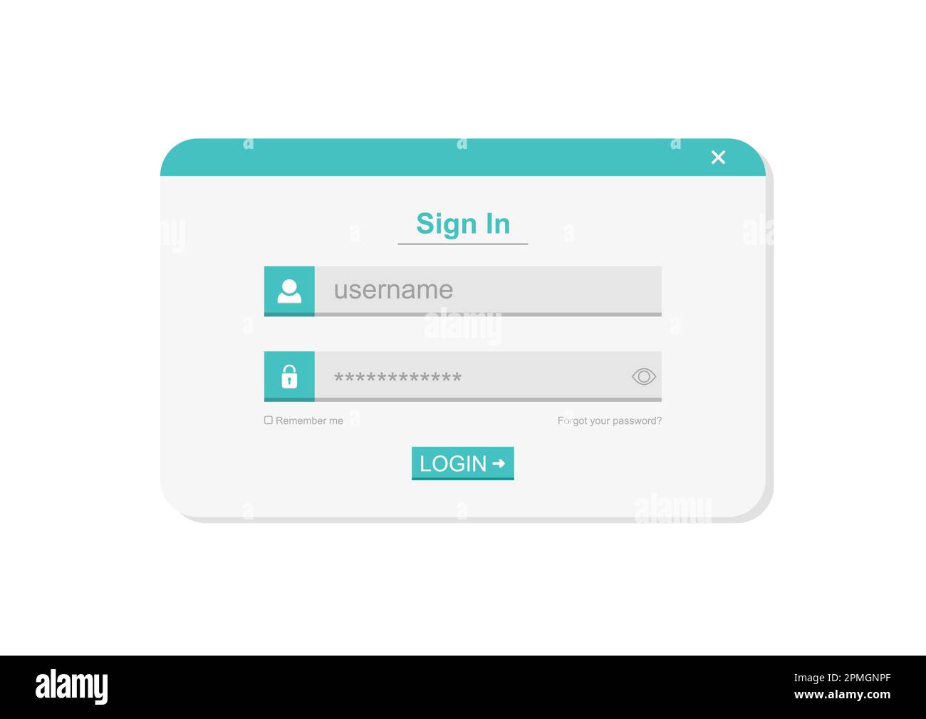 Benutzeroberfläche Für Die Benutzeranmeldung. Anmeldevektor Für Benutzername Und Kennwort Stock Vektor