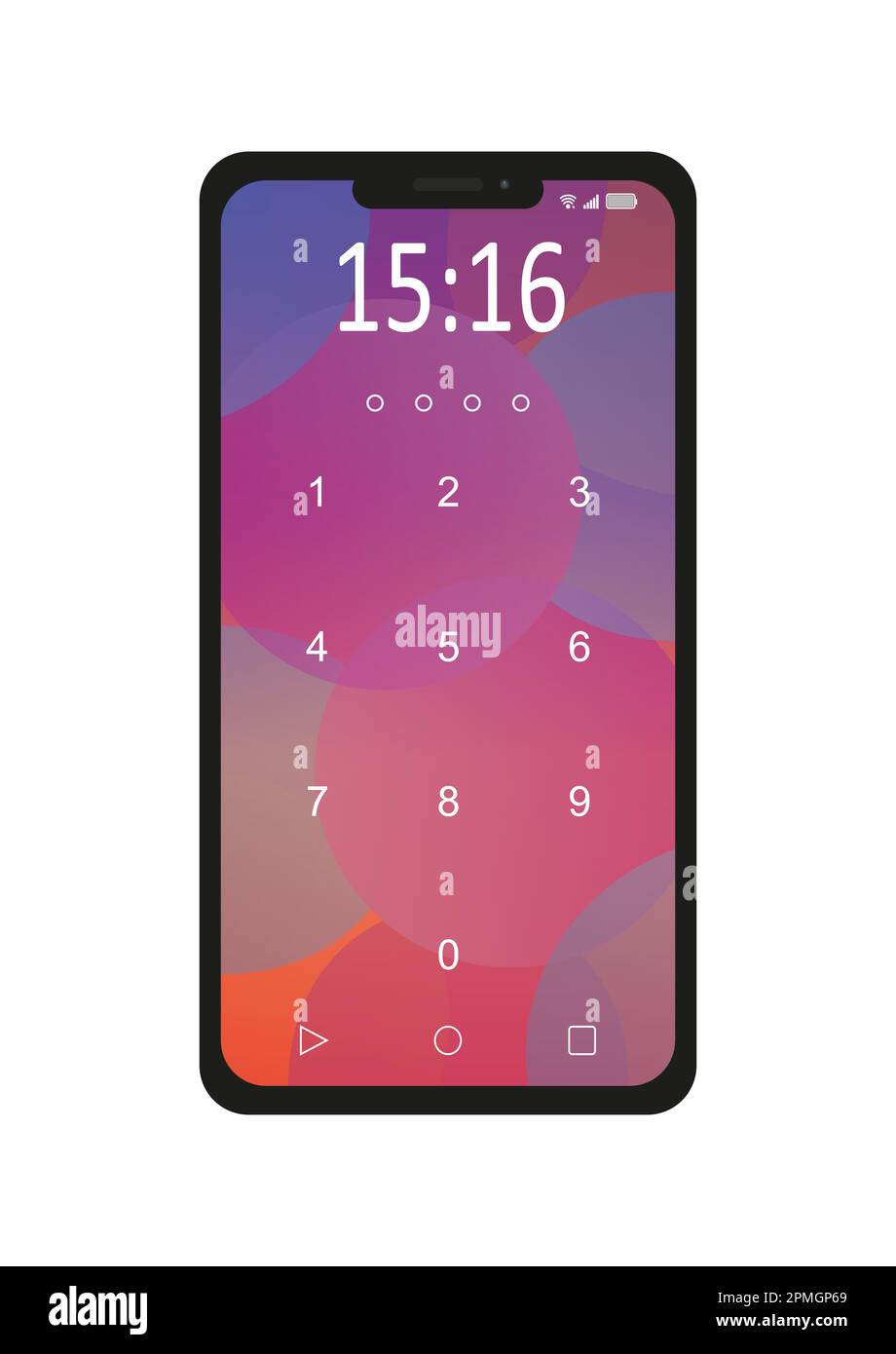Telefon-PIN-Entsperrungsvektor isoliert auf weißem Hintergrund Stock Vektor