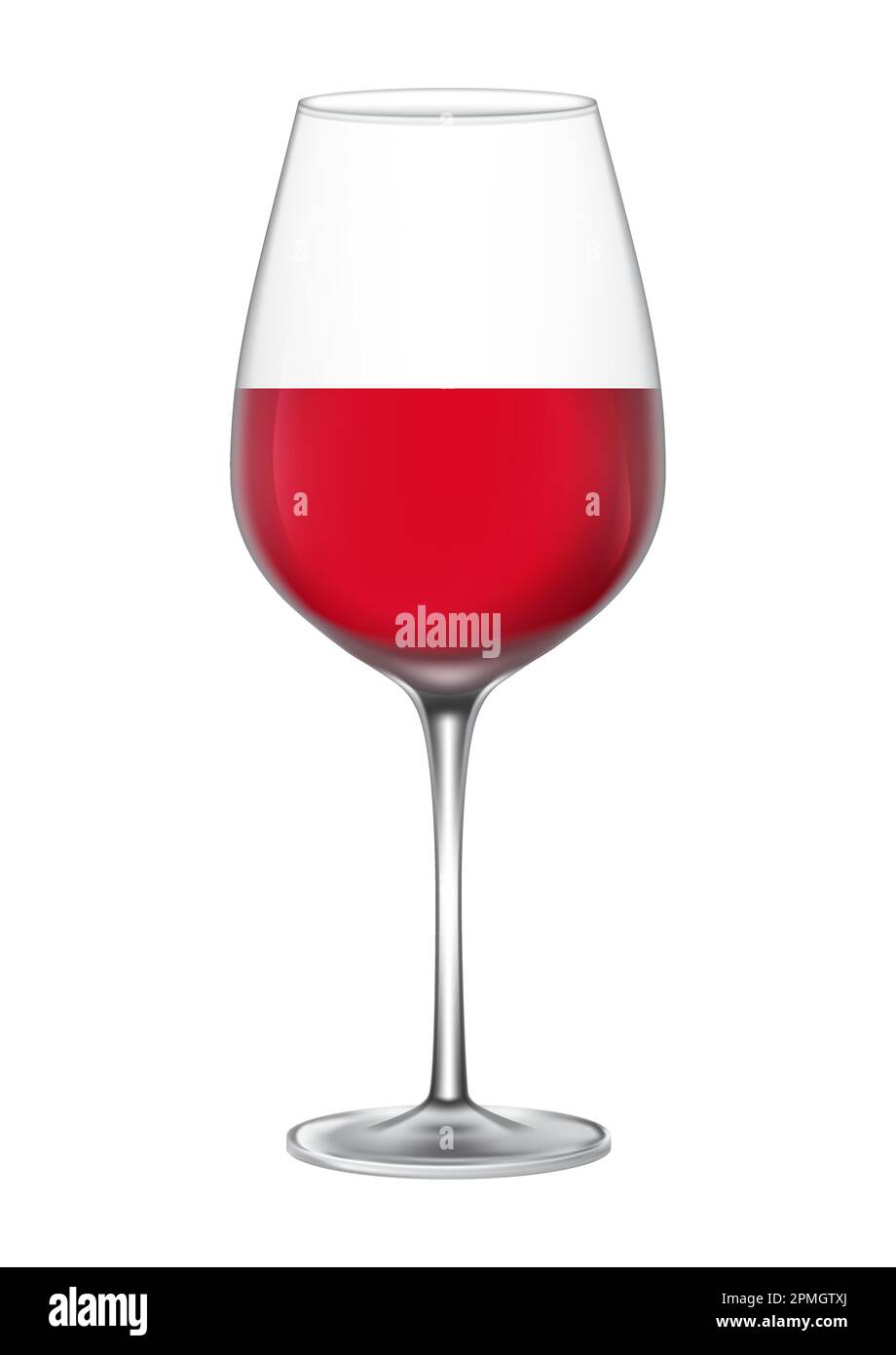 Weingläser mit Rotwein. Vektordarstellung von Weingläsern isoliert auf weißem Hintergrund Stock Vektor