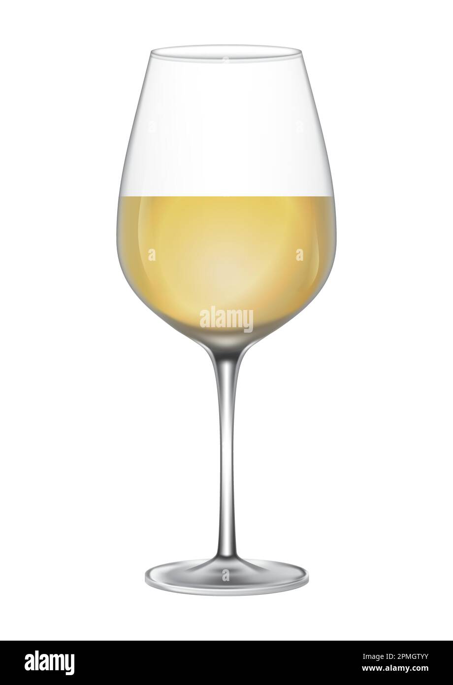 Weingläser mit Weißwein. Vektordarstellung von Weingläsern isoliert auf weißem Hintergrund Stock Vektor