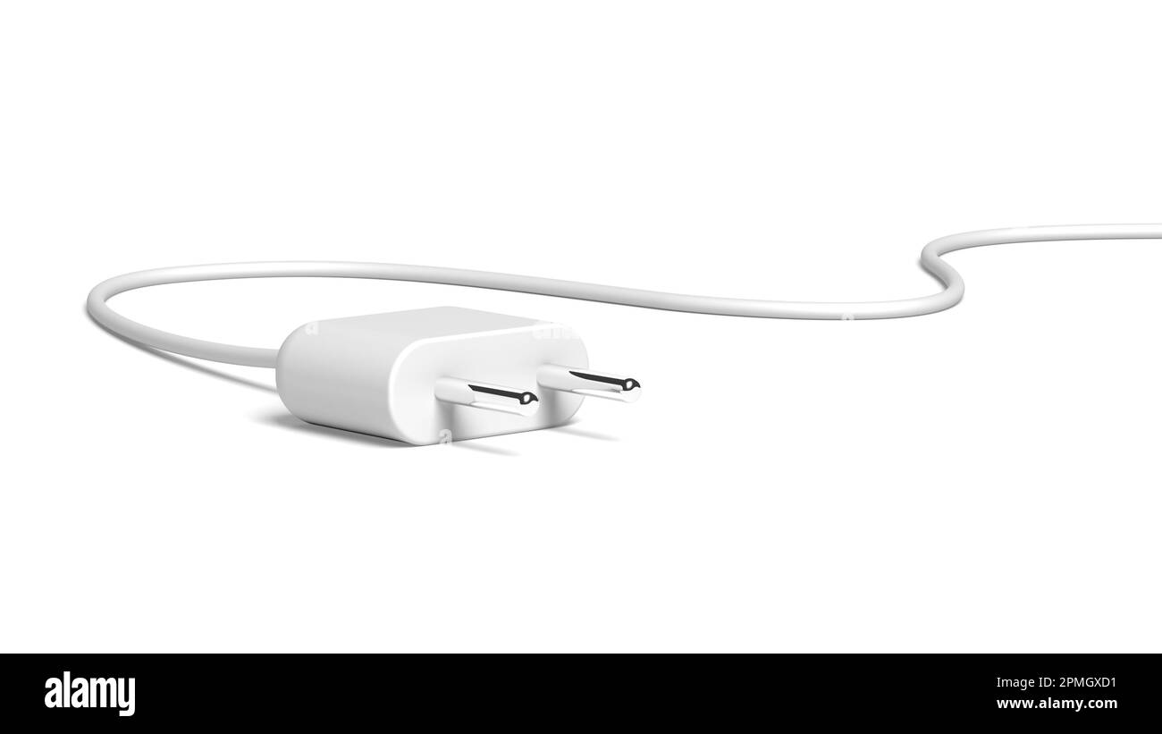 Getrennter Netzstecker auf weißem Hintergrund isoliert. Elektrisch. 3D Abbildung. Stockfoto