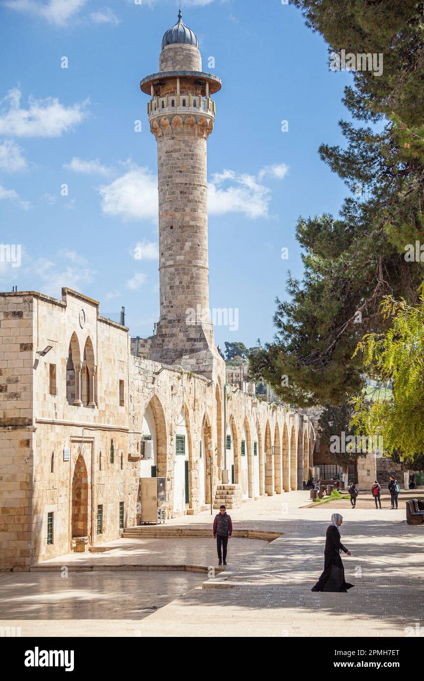 Al-Aksa-Moschee mit Minarett in Ost-Jerusalem-Palästina Stockfoto