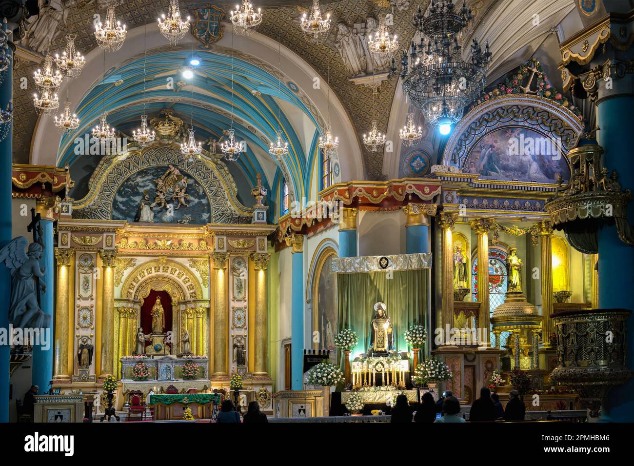 Altar, Basilika und Kloster von Santo Domingo (Kloster des Heiligen Rosenkranzes), Lima, Peru, Südamerika Stockfoto