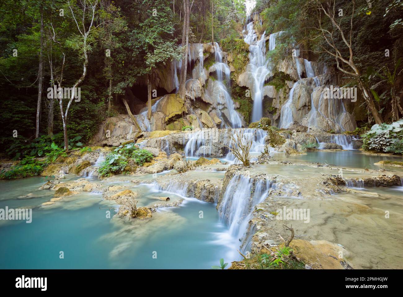 Kuang Si Falls, Luang Prabang, Laos, Indochina, Südostasien, Asien Stockfoto