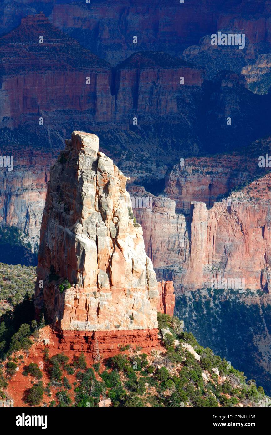 Mount Hayden von Point Imperial, Nordrand, Grand Canyon, Arizona, Vereinigte Staaten von Amerika, Nordamerika Stockfoto