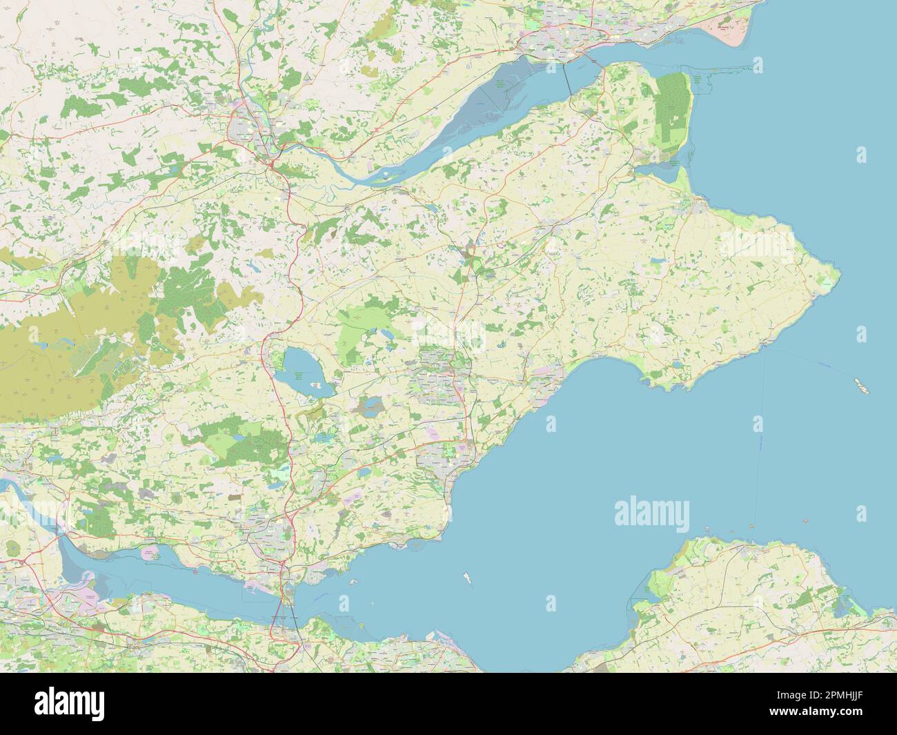 Fife, Region Schottland - Großbritannien. Straßenkarte Öffnen Stockfoto