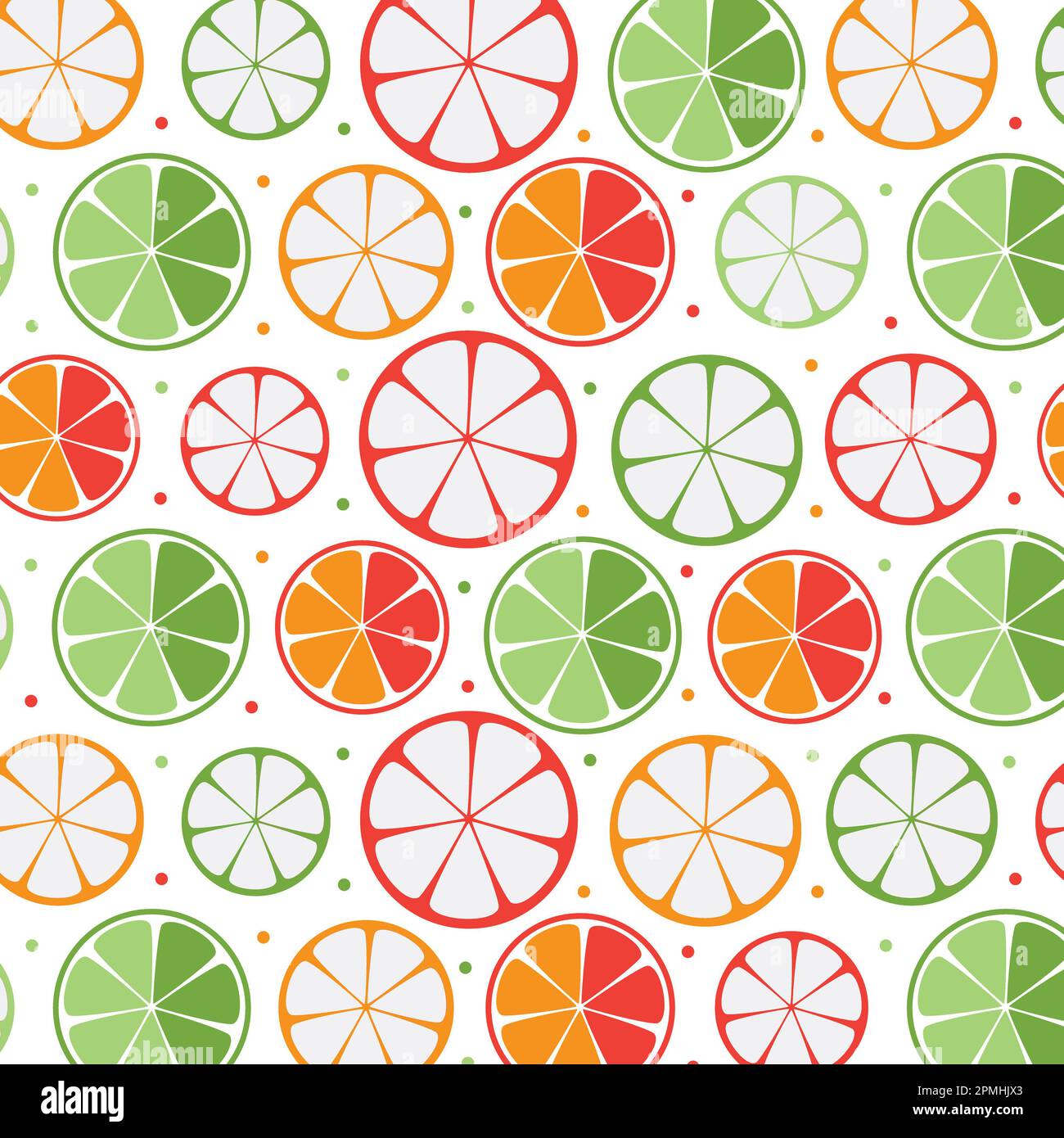 Zitrusmuster, sommerliches Zitrusmuster, Zitrusfruchtmuster, abstraktes Zitrusfruchtmuster in Orange und Grün Stockfoto