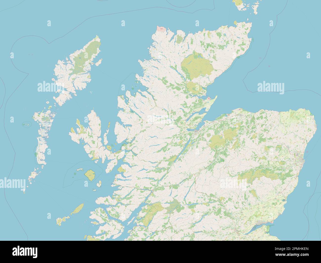 Highland, Region Schottland - Großbritannien. Straßenkarte Öffnen Stockfoto