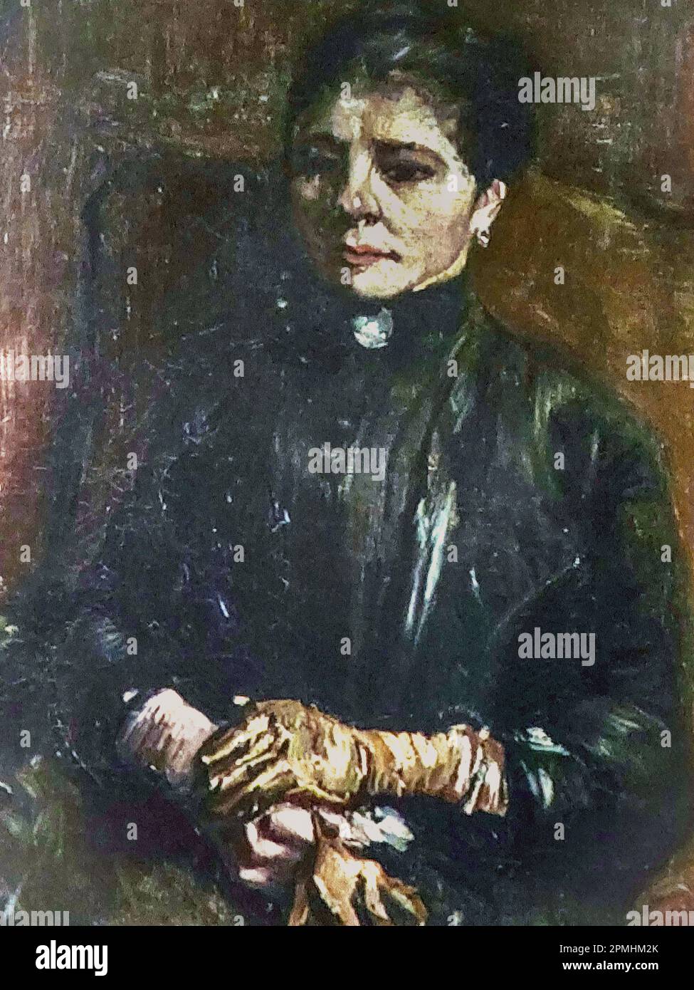 Porträt einer Frau, die 1886 von Vincent Van Gogh gemalt wurde Stockfoto