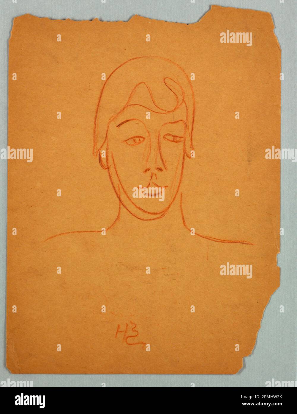 Zeichnung, Studie für Porträt, Bell Tilghman; Harriet Blackstone (amerikanisch, 1864 - 1939); Roter Pastellstift auf Papier; 29,9 x 22,2 cm (11 3/4 x 8 3/4 Zoll) Stockfoto
