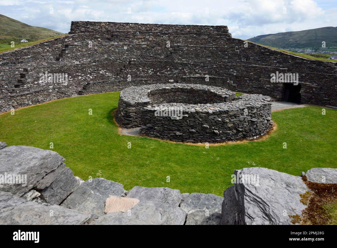 Iron Age Ring Fort, Cahergall Stone Fort, Cahersiveen, Ring of Kerry, Irland, Cahirgal Stockfoto