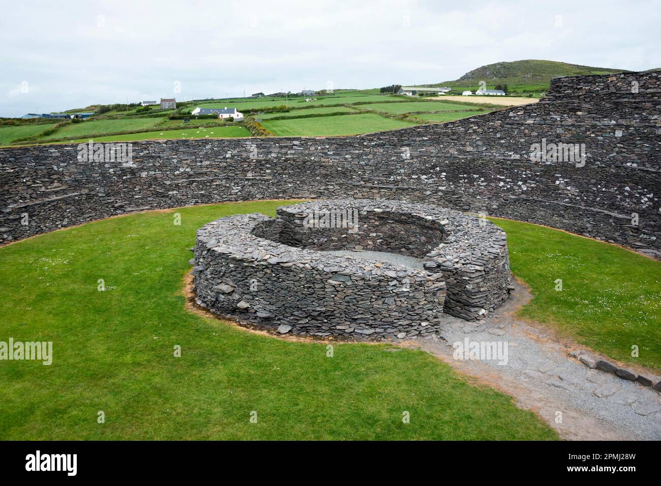 Iron Age Ring Fort, Cahergall Stone Fort, Cahersiveen, Ring of Kerry, Irland, Cahirgal Stockfoto