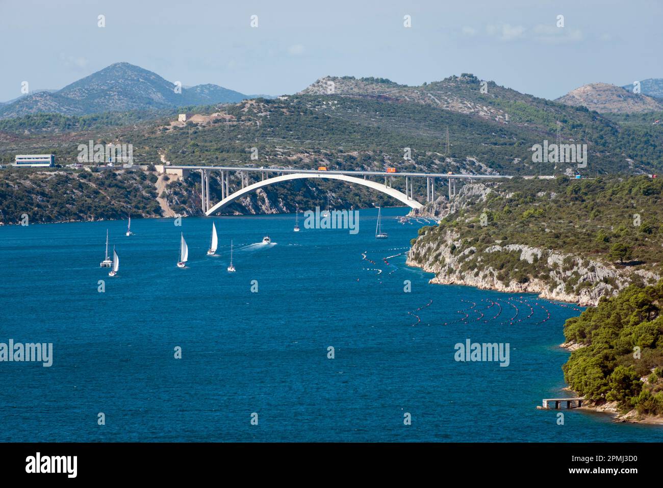 Spa Bridge, Sibenski Most, Sibenik, Dalmatien, Kroatien Stockfoto