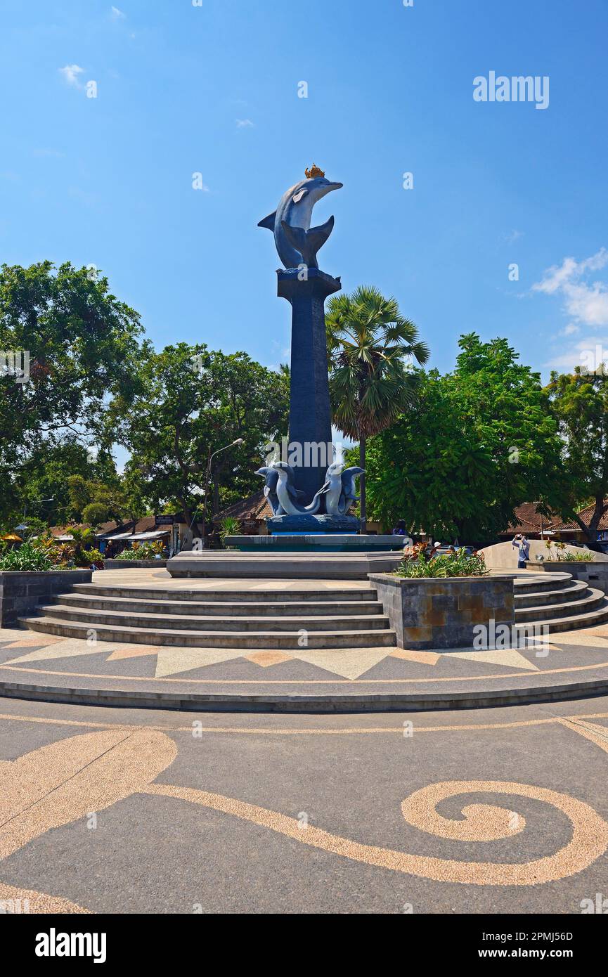 Delfinstatue, Lovina Beach, Nord-Bali, Bali, Indonesien Stockfoto